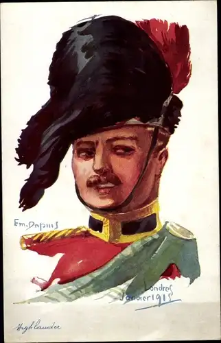 Künstler Ak Dupuis, Emil, Highlander, schottischer Soldat, 1915