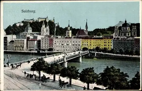 Ak Salzburg in Österreich, Ortsansicht, Brücke