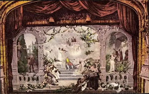 Ak Salzburg in Österreich, Mozart-Vorhang im Stadttheater