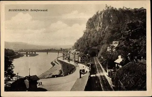 Ak Děčín Tetschen Bodenbach Elbe Reg. Aussig, Schäferwand, Bahnstrecke, Tunnel