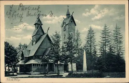 Ak Karpacz Górny Brückenberg Krummhübel Riesengebirge Schlesien, Kirche Wang