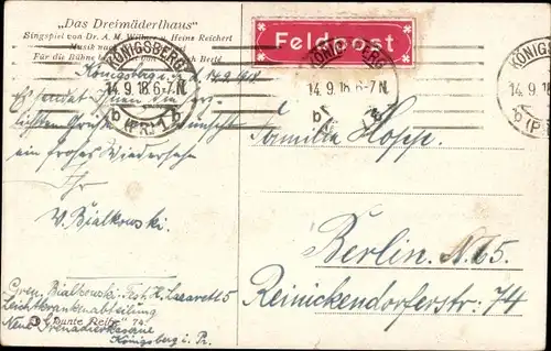 Künstler Ak Broch, Das Dreimädlerhaus, Schubert und Berté