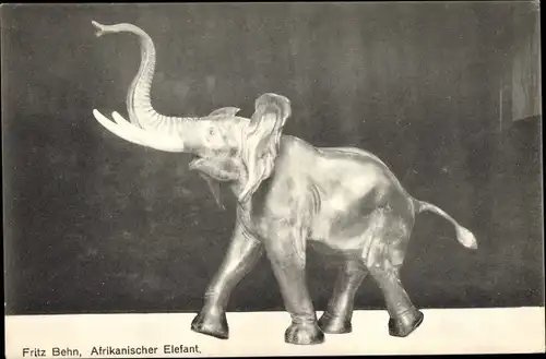 Ak Afrikanischer Elefant, Plastik von Fritz Behn
