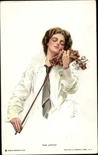 Künstler Ak Fisher, Harrison, Frau mit Violine, Geige, The Artist