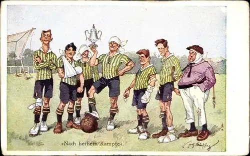 Künstler Ak Schönpflug, Fritz, Fußballmannschaft, Pokal, Sieger