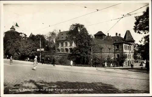 Ak Nürnberg in Mittelfranken, am Hallertor, Städt. Konservatorium der Musik