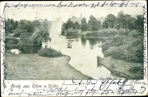 Ak Essen im Ruhrgebiet, Stadtgarten, Springbrunnen