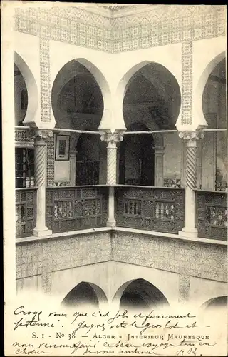 Ak Algier Algier Algerien, maurisches Interieur