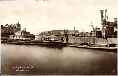 Ak Ludwigshafen am Rhein, Winterhafen
