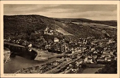 Ak Wertheim am Main, Blick vom Wartberg auf die Stadt mit Umgebung