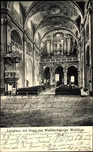 Ak Walldürn im Odenwald Baden, Langhaus mit Orgel der Wallfahrtskirche