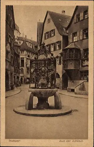 Ak Stuttgart, Altstadt, Brunnen