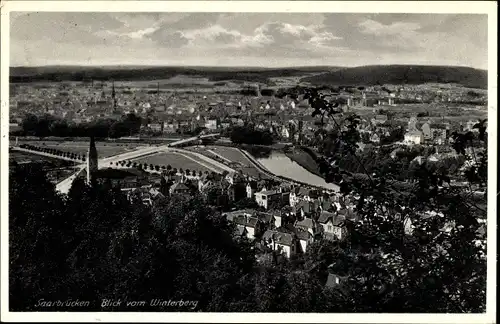 Ak Saarbrücken im Saarland, Totalansicht vom Winterberg aus