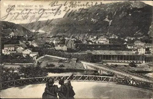 Ak Bad Münster am Stein Bad Kreuznach an der Nahe, Blick vom Hutten-Sickingen-Denkmal