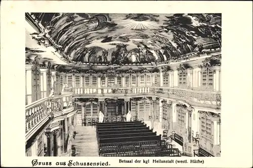 Ak Bad Schussenried in Oberschwaben, Betsaal der königlichen Heilanstalt, westliche Hälfte