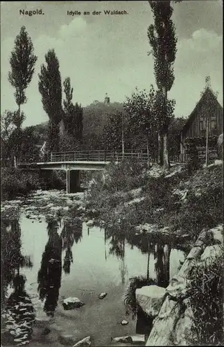 Ak Nagold im Schwarzwald, An der Waldach, Brücke