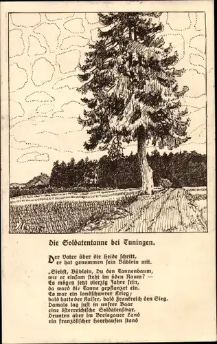 Künstler Ak Tuningen in der Baar, Soldatentanne, Gedicht