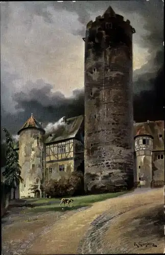 Künstler Ak Giersberg, P., Schlitz in Hessen, Hinterturm