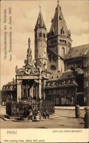 Ak Mainz am Rhein, Dom, Marktbrunnen