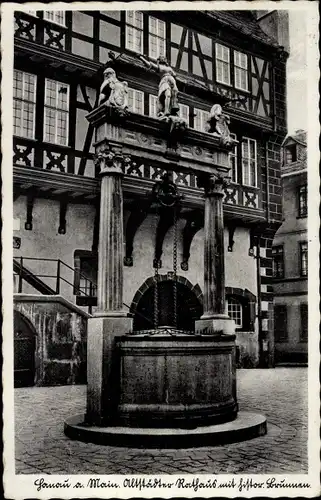 Ak Hanau am Main, Altstädter Rathaus, Brunnen