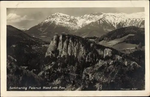 Ak Semmering in Niederösterreich, Polerus Wand mit Rax