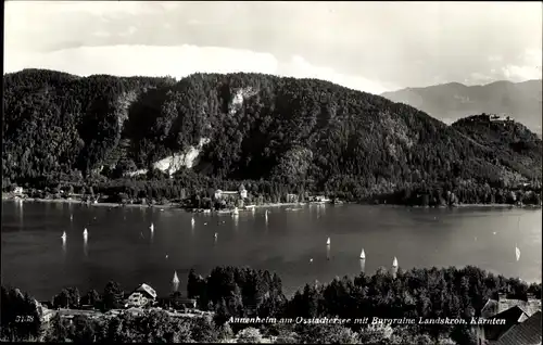 Ak Annenheim am Ossiachersee Kärnten, See mit Burgruine Landskron