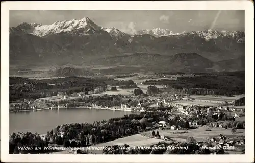 Ak Velden am Wörthersee in Kärnten, Panorama gegen Mittagskogel, Karawanken