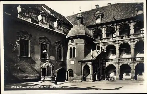 Ak Graz Steiermark, Landhaushof, Brunnen