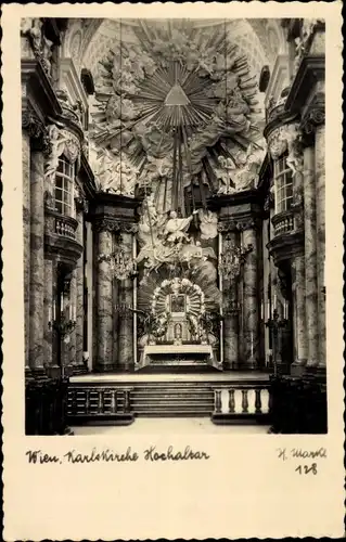 Ak Wien 4 Wieden, Karlskirche, Innenansicht, Hochaltar