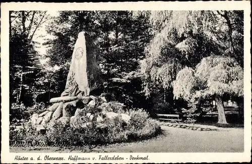 Ak Höxter an der Weser, Hoffmann von Fallersleben Denkmal