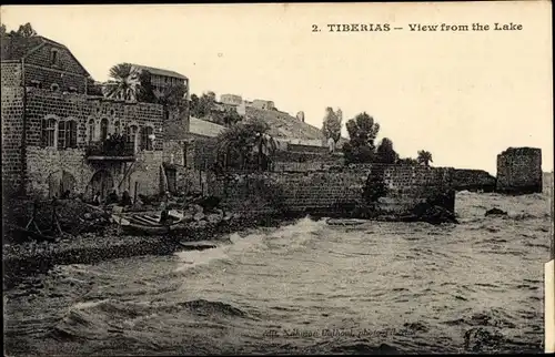 Ak Tiberias Israel, Blick vom See