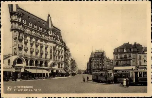 Ak Luxembourg Luxemburg, Place de la Gare