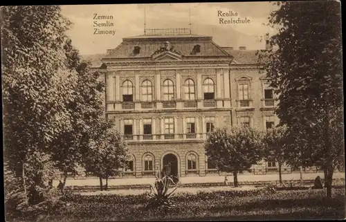 Ak Zemun Semlin Beograd Belgrad Serbien, Realschule