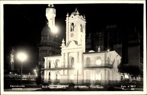 Ak Buenos Aires, Argentinien, Das Cabildo beleuchtet