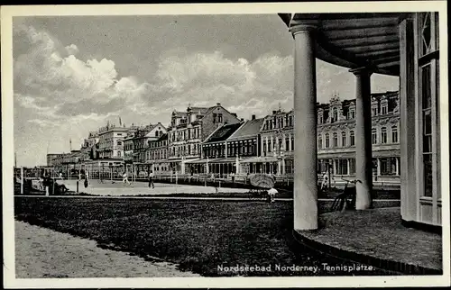 Ak Nordseebad Norderney, Blick auf Hotels und die Tennisplätze