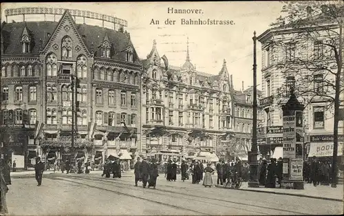 Ak Hannover in Niedersachsen, An der Bahnhofstraße, Litfaßsäule