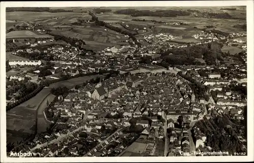 Ak Ansbach in Mittelfranken Bayern, Fliegeraufnahme