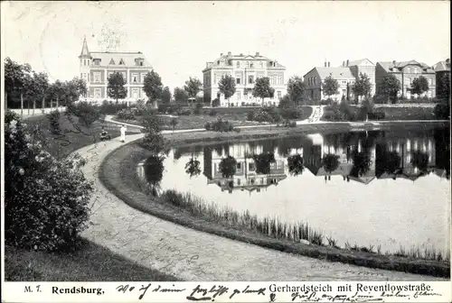 Ak Rendsburg in Schleswig Holstein, Gerhardsteich, Reventlowstraße