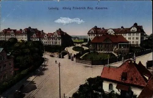 Ak Leisnig in Sachsen, König Friedrich August Kaserne