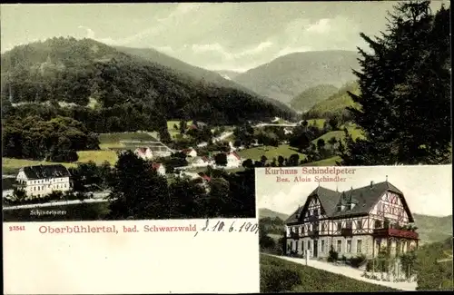 Ak Ober Bühlertal in Baden Schwarzwald, Kurhaus Schindelpeter, Bes. Alois Schindler