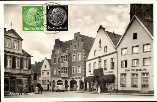 Ak Rheine in Westfalen, Markt, Apotheke, Geschäfte