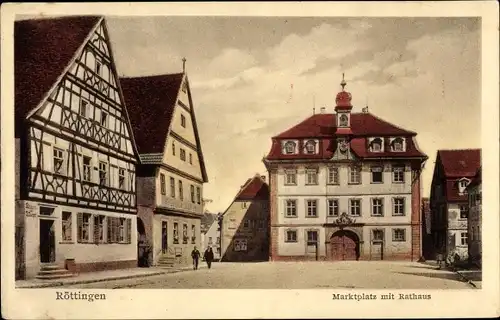 Ak Röttingen Unterfranken, Marktplatz mit Rathaus