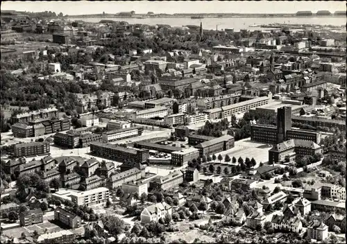 Ak Wilhelmshaven in Niedersachsen, Stadtzentrum, Panorama, Fliegeraufnahme