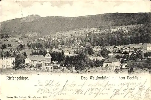 Ak Weißbachtal Szklarska Poręba Schreiberhau Riesengebirge Schlesien, Ortsansicht mit Hochstein