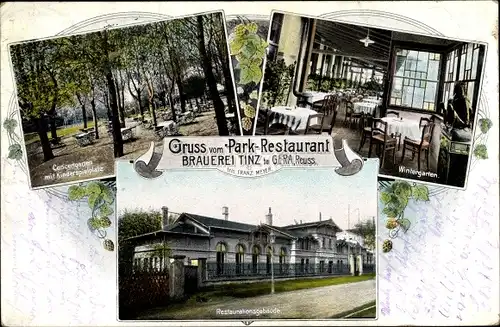 Ak Gera in Thüringen, Park-Restaurant Brauerei Tinz, Wintergarten