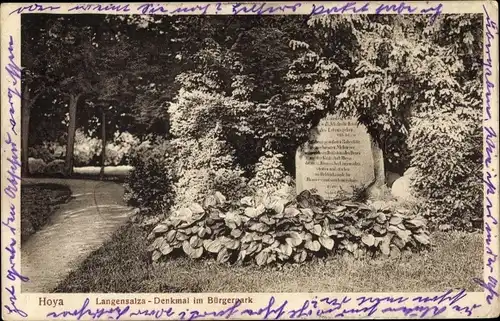 Ak Hoya an der Weser, Langensalza-Denkmal im Bürgerpark