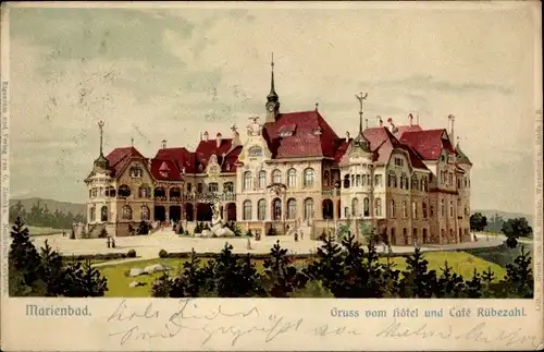 Ak Mariánské Lázně Marienbad Region Karlsbad, Hotel und Café Rübezahl
