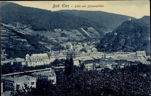 Ak Bad Ems an der Lahn, Blick vom Schweizerhaus