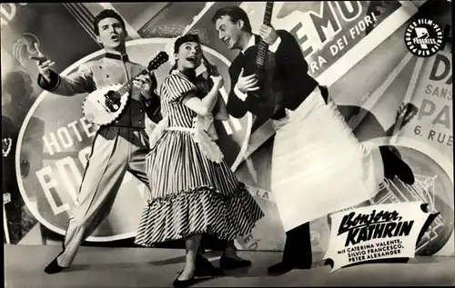 Ak Schauspieler Catherina Valente, Silvio Francesco, Peter Alexander, Bonjour, Kathrin, Gitarre
