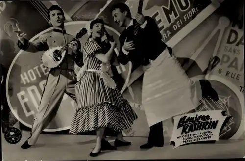Ak Schauspieler Catherina Valente, Silvio Francesco, Peter Alexander, Bonjour, Kathrin, Gitarre